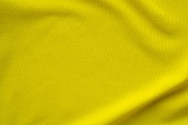 Sarı renkli spor kıyafetleri kumaş forma futbol tişörtü desen üst görünümü kapat