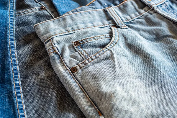 Nombreux Jeans Bleu Denim Fond — Photo