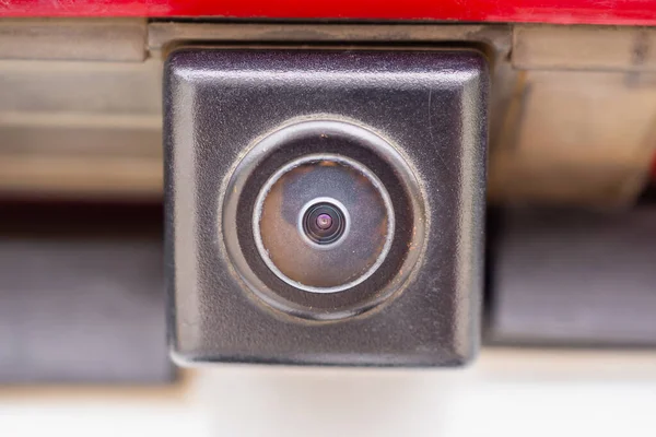 Carro Vermelho Câmera Traseira Vista Perto Para Assistência Estacionamento — Fotografia de Stock