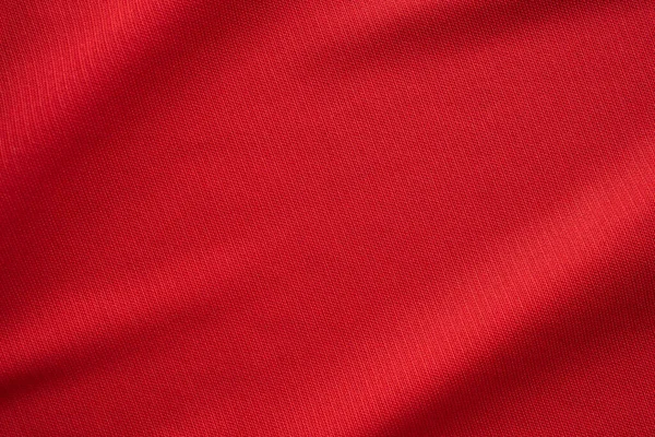 Red Sports Clothing Fabric Football Jersey Texture Close — Stock Photo, Image