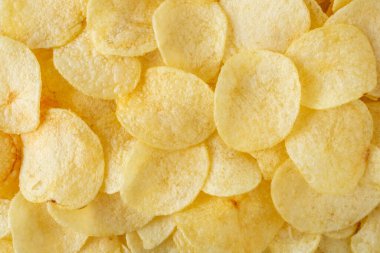 Çıtır patates cipsi çerez dokusu arka plan görünümü