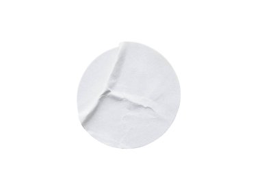 Beyaz arkaplanda kırpma yolu ile izole edilmiş boş beyaz yuvarlak kağıt etiketi