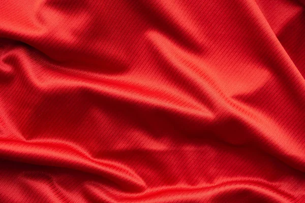 Красная Спортивная Одежда Ткань Футбольная Футболка Текстура Крупным Планом — стоковое фото