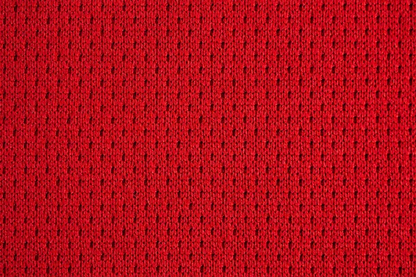 Red Sports Clothing Fabric Football Jersey Texture Close — Stock Photo, Image