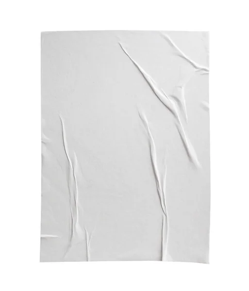 Prázdné Bílé Zmačkané Zmačkané Papírové Plakát Textury Izolované Bílém Pozadí — Stock fotografie