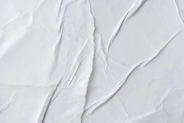 Branco Branco Amassado Vincado Papel Poster Textura Fundo — Fotografia de Stock