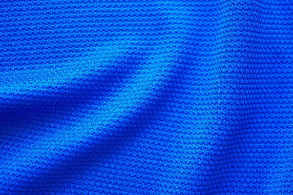 Tissu Maillot Football Bleu Texture Vêtements Sport Fond Vue Rapprochée — Photo