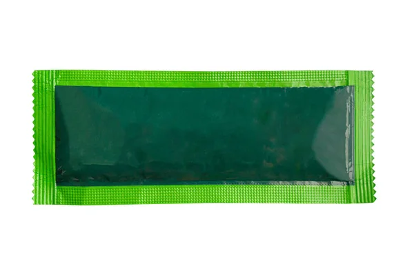Beyaz Arkaplanda Yeşil Renkli Ketçap Kesesi Paketi Izole Edildi — Stok fotoğraf