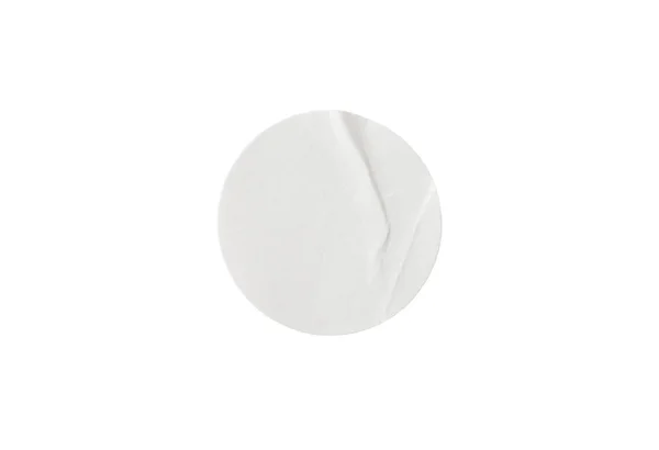Κενό Λευκό Στρογγυλό Αυτοκόλλητο Χαρτί Ετικέτα Απομονώνονται Λευκό Φόντο Clipping — Φωτογραφία Αρχείου
