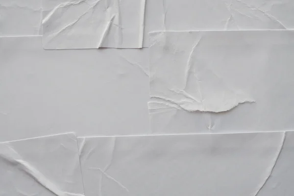 Κενό Λευκό Τσαλακωμένο Και Τσαλακωμένο Αυτοκόλλητο Χαρτί Αφίσα Φόντο Υφή — Φωτογραφία Αρχείου