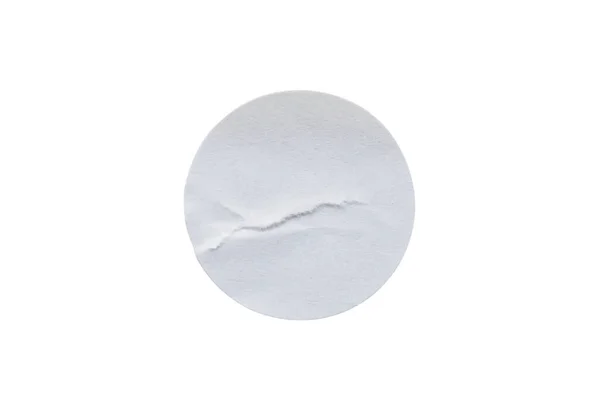 Пустой Белый Круглый Бумажный Этикетка Наклейка Изолированы Белом Фоне Обрезкой — стоковое фото