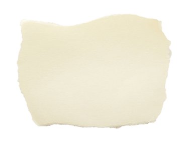 Beyaz arkaplanda boş kahverengi yırtık not kağıdı