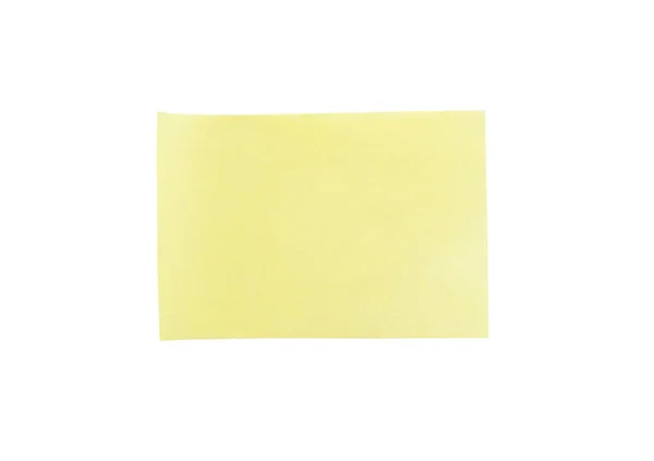 Желтая Бумажная Наклейка Белом Фоне — стоковое фото