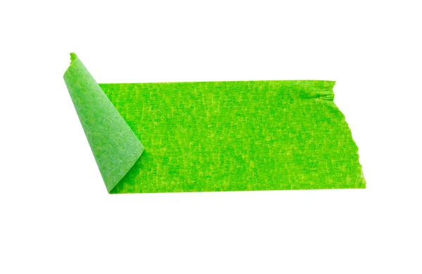 Grön Självhäftande Papper Tejp Isolerad Vit Bakgrund — Stockfoto