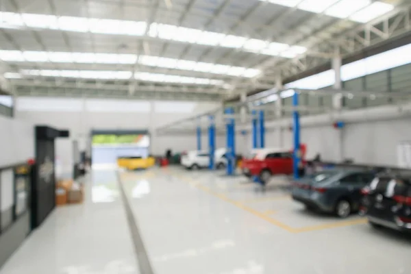 Bil Servicecenter Med Auto Reparation Station Bokeh Ljus Defocused Suddig — Stockfoto