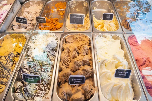 ice cream gelato display in shop