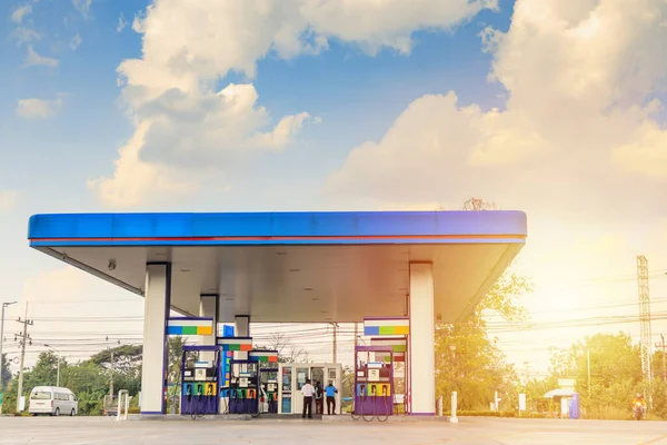 Petrol Gas Fuel Station Clouds Blue Sky — Stock Photo, Image