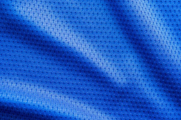 Cor Azul Tecido Esporte Roupas Futebol Jersey Com Fundo Textura — Fotografia de Stock