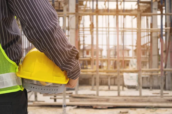 Asiático Hombre Negocios Ingeniero Construcción Trabajador Con Casco Protección Obra —  Fotos de Stock