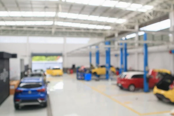 Centro Servicio Del Coche Con Auto Estación Reparación Luz Bokeh —  Fotos de Stock