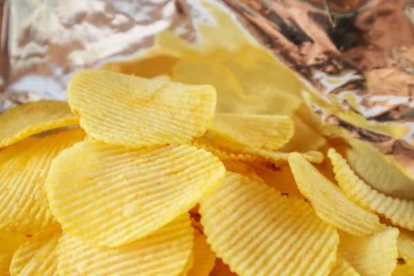 potato chips snack in foil bag