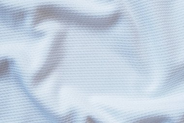 Beyaz futbol forması kumaş kumaş dokuma spor giysisi arka plan, yakın çekim