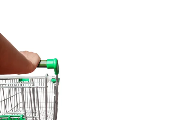 Hand Hold Shopping Cart Isolated White Background Clipping Path — Stock Photo, Image