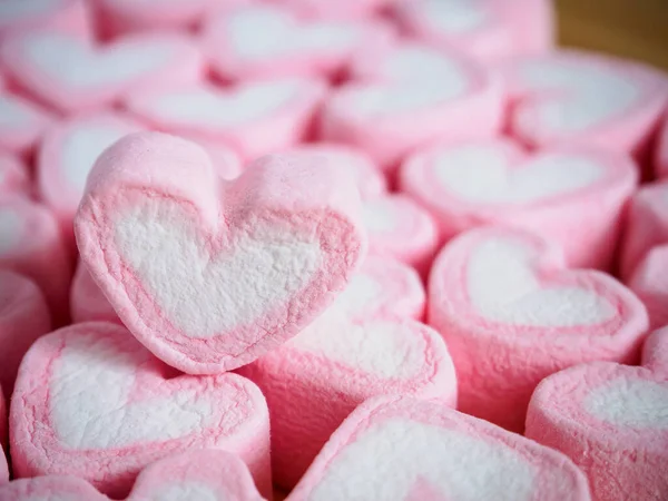 Rosa Forma Coração Marshmallow Para Fundo Dos Namorados — Fotografia de Stock