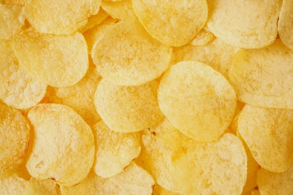 Knusprige Kartoffelchips Snack Textur Hintergrundansicht — Stockfoto