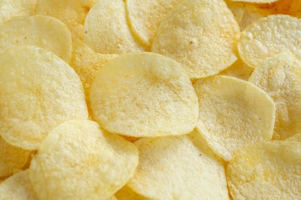 Krispiga Chips Mellanmål Konsistens Bakgrund Ovanifrån — Stockfoto