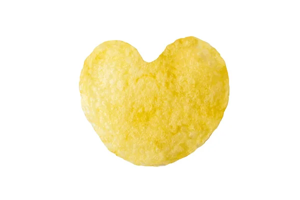 Hjärta Form Potatis Chips Isolerad Vit Bakgrund Med Klippbana — Stockfoto