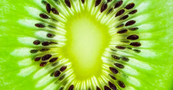 Potongan Buah Kiwi Segar Menutup Latar Belakang Tekstur Makro — Stok Foto