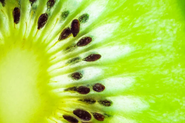 Potongan Buah Kiwi Segar Menutup Latar Belakang Tekstur Makro — Stok Foto