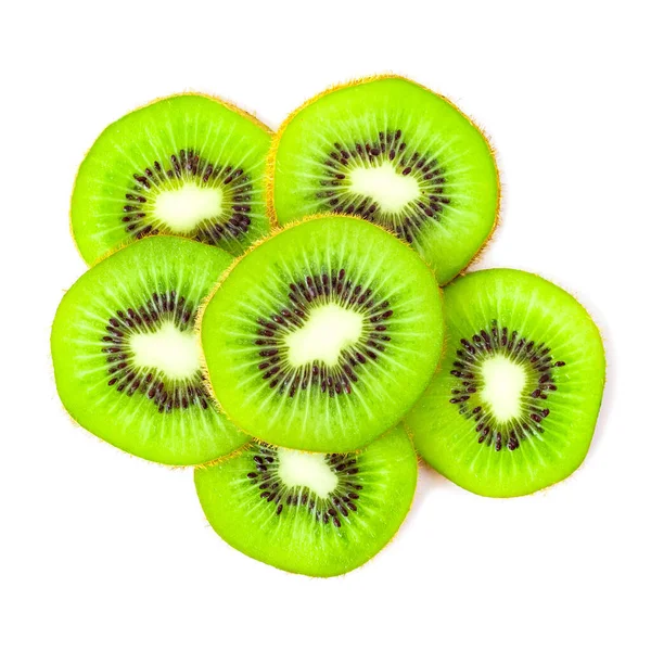 Fatia Frutas Kiwi Isolado Fundo Branco — Fotografia de Stock