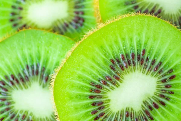 Świeże Owoce Kiwi Plastry Makro Zbliżenie Tło — Zdjęcie stockowe