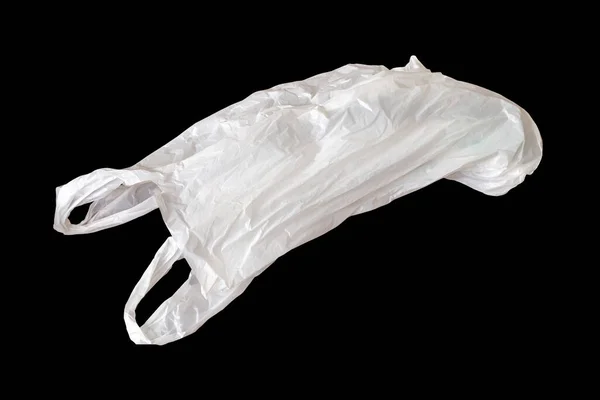 Siyah Arkaplanda Izole Edilmiş Beyaz Plastik Çanta — Stok fotoğraf