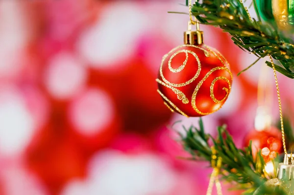 Kerstboom Met Ornamenten Achtergrond — Stockfoto