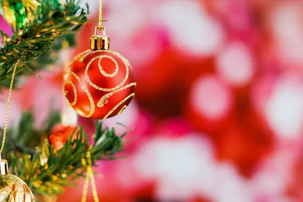 Kerstboom Met Ornamenten Achtergrond — Stockfoto