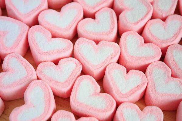 Rosa Forma Coração Marshmallow Para Fundo Dos Namorados — Fotografia de Stock