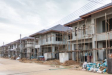 İnşaat alanındaki yeni modern ev arka plan bulanıklığı