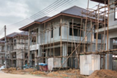İnşaat alanındaki yeni modern ev arka plan bulanıklığı