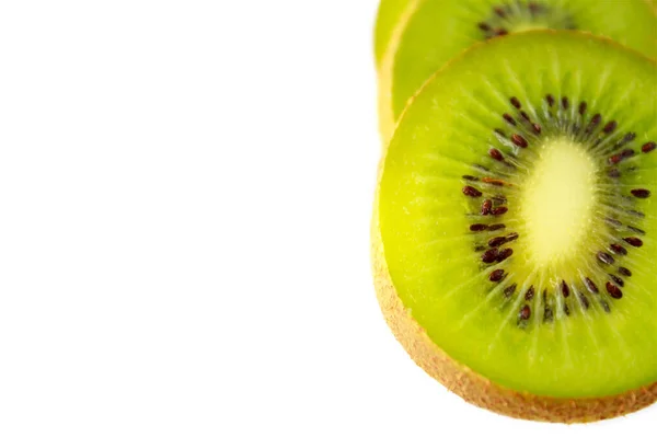 Świeże Kawałki Owoców Kiwi Izolowane Białym Tle — Zdjęcie stockowe