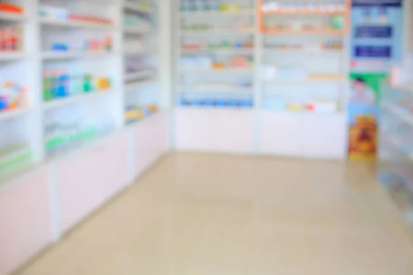 Scaffali Farmacia Pieni Sfondo Sfocatura Farmaco Interno Farmacia — Foto Stock