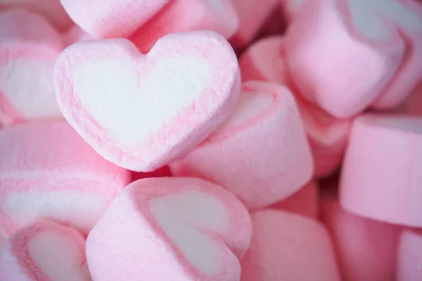 Pink Heart Shape Marshmallow Valentines Background — Stock Photo, Image