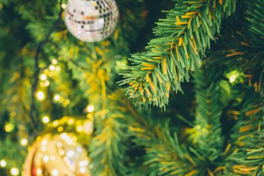 Süslü ışıkları olan Noel ağacı