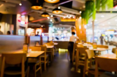 Restoran kafesi. Bokeh ışığı ile soyut bulanık arkaplan.