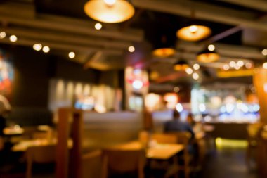 Restoran kafesi. Bokeh ışığı ile soyut bulanık arkaplan.