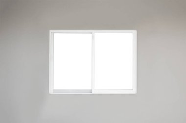 Çelik beyaz pencere, beton duvarın içi.