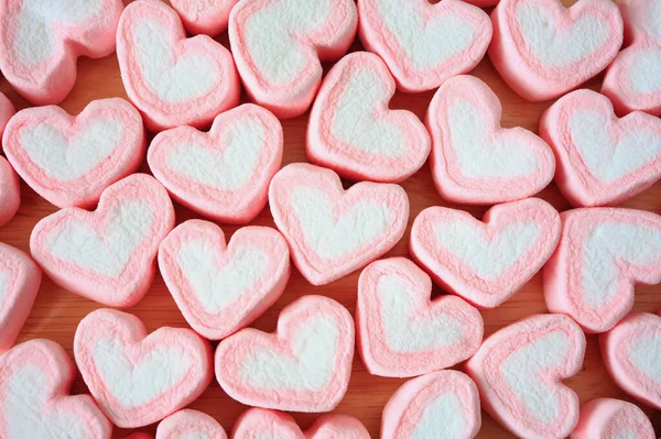 Herzförmiger Marshmallow Für Valentinstag Hintergrund — Stockfoto