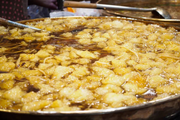 Sopa Peixe Cozida Grande Panela Mercado Tailandês Comida Rua — Fotografia de Stock